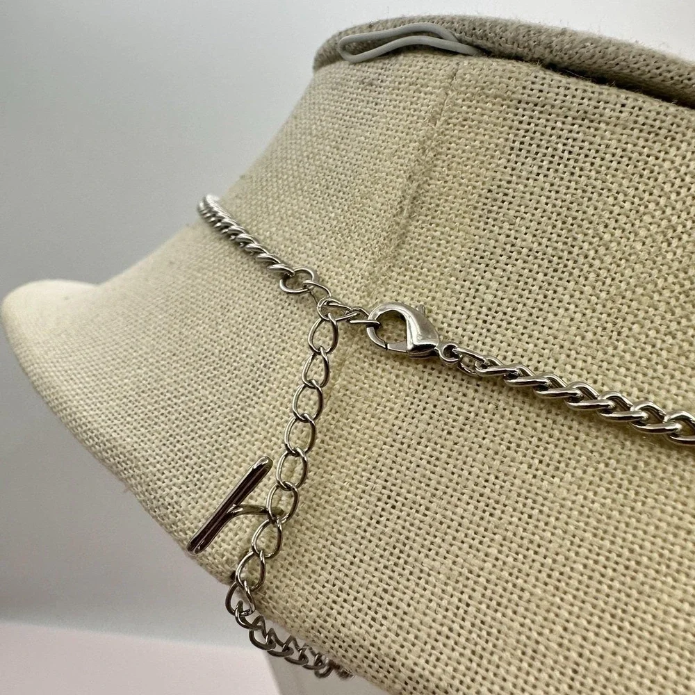 Vintage‎ Y2K Silver Tone Geometric Fringe Bib Necklace Women's Classic Jewelry